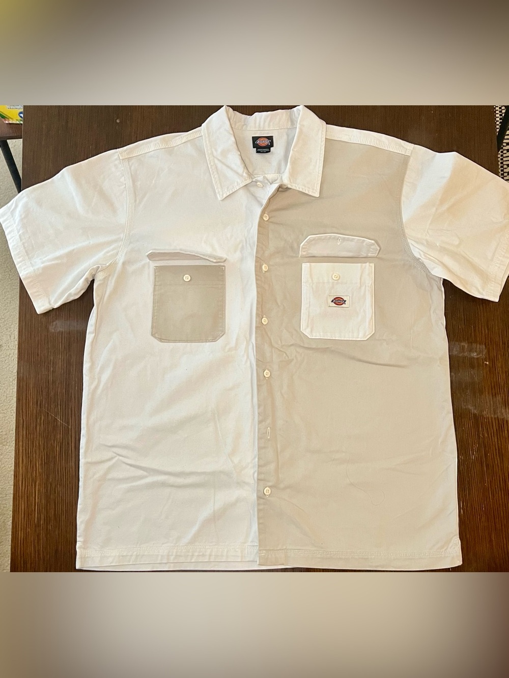 Dickies Men’s 2XL Short Sleeve Utility Work Shirt Ivory 100% Cotton